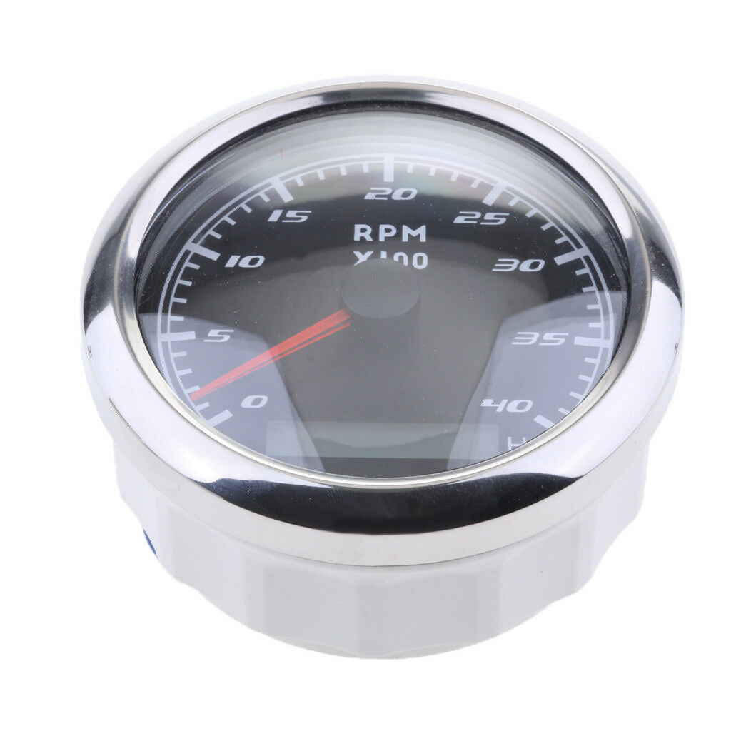 0-4000RPM Tachometer Gauge LCD Tacho Hour Meter 9-32V 85mm For Marine Boat