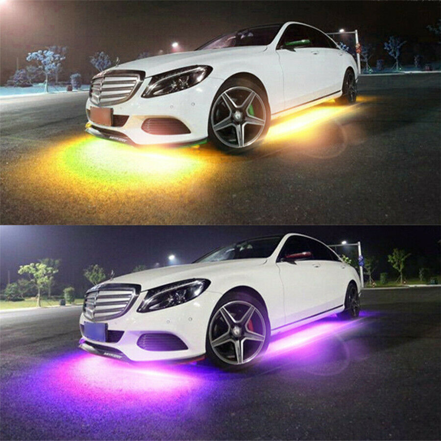 4Pcs LED Strip Under Car Tube Underglow Neon Light Kit Phone APP Sound  Control