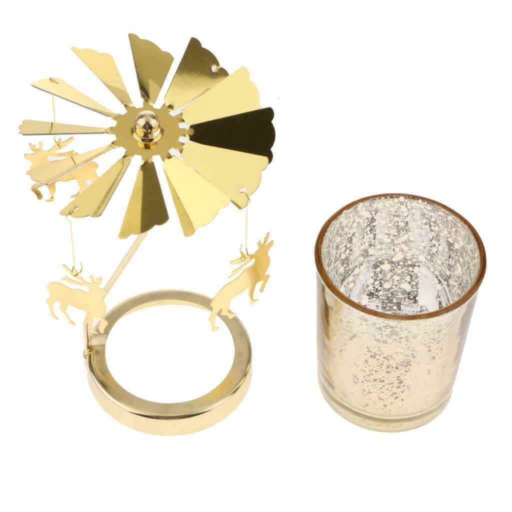 2x Carrousel Tealight Rotating Candleholder Romantic Light Xmas Gift