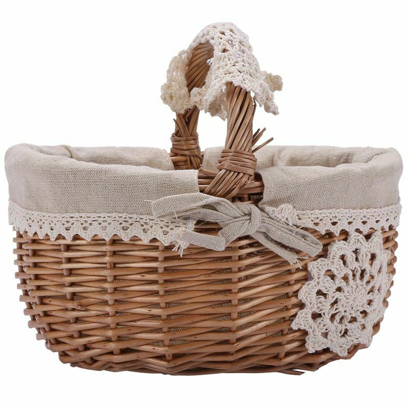 Wicker Basket Rattan Storage Basket Box Picnic Basket Fruit Flower Baskets andE8