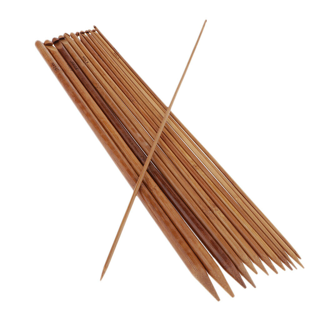 14 Sizes Wooden Double Ended Crochet Hook Knitting Weaving Crafts Tool 35cm
