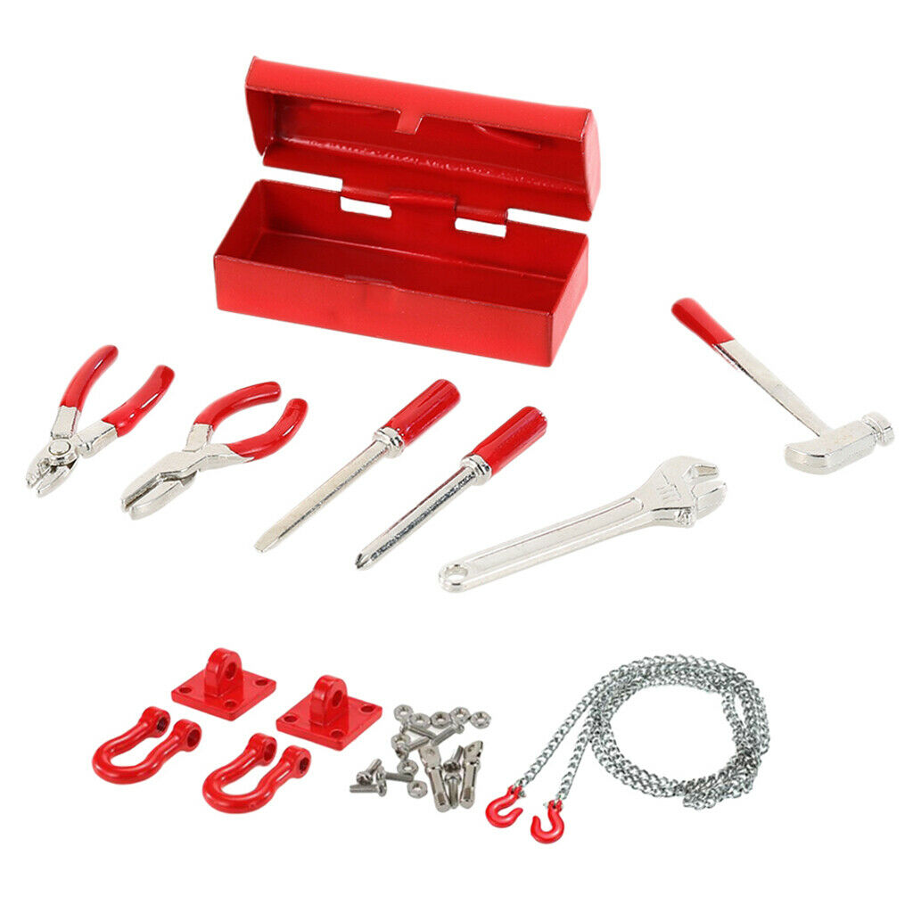 Tow Hook Trailer Chain Buckle Shacke w/ Tool Box for 1/10 RC Car Axial SCX10