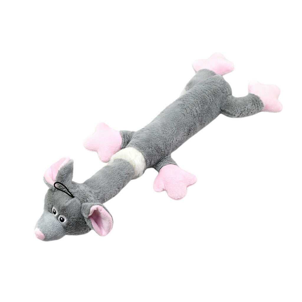 Dog Chew Toys with Squeaker for Puppies Teething, Plush Dog Toys - Gray Mouse