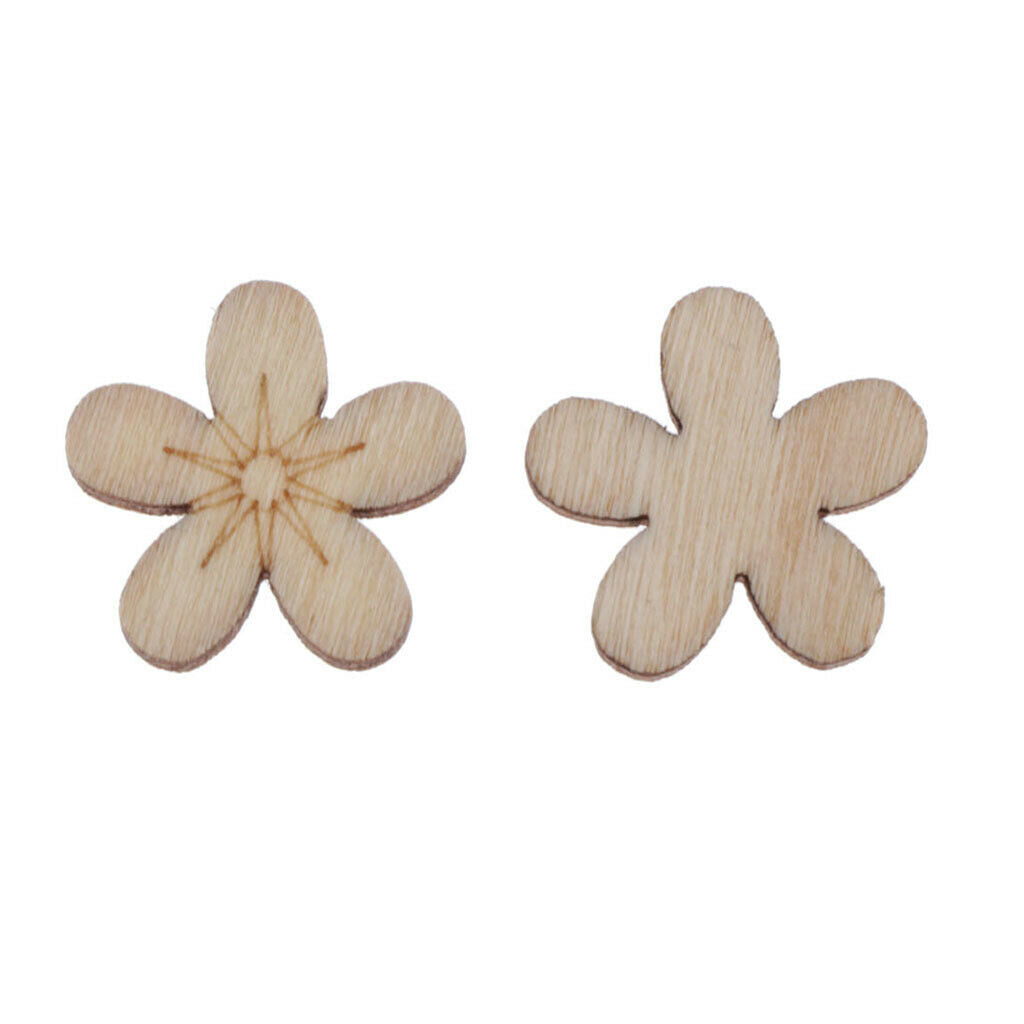 100 Pcs Empty Flower Wood Ornaments Craft DIY Festival Party Decor