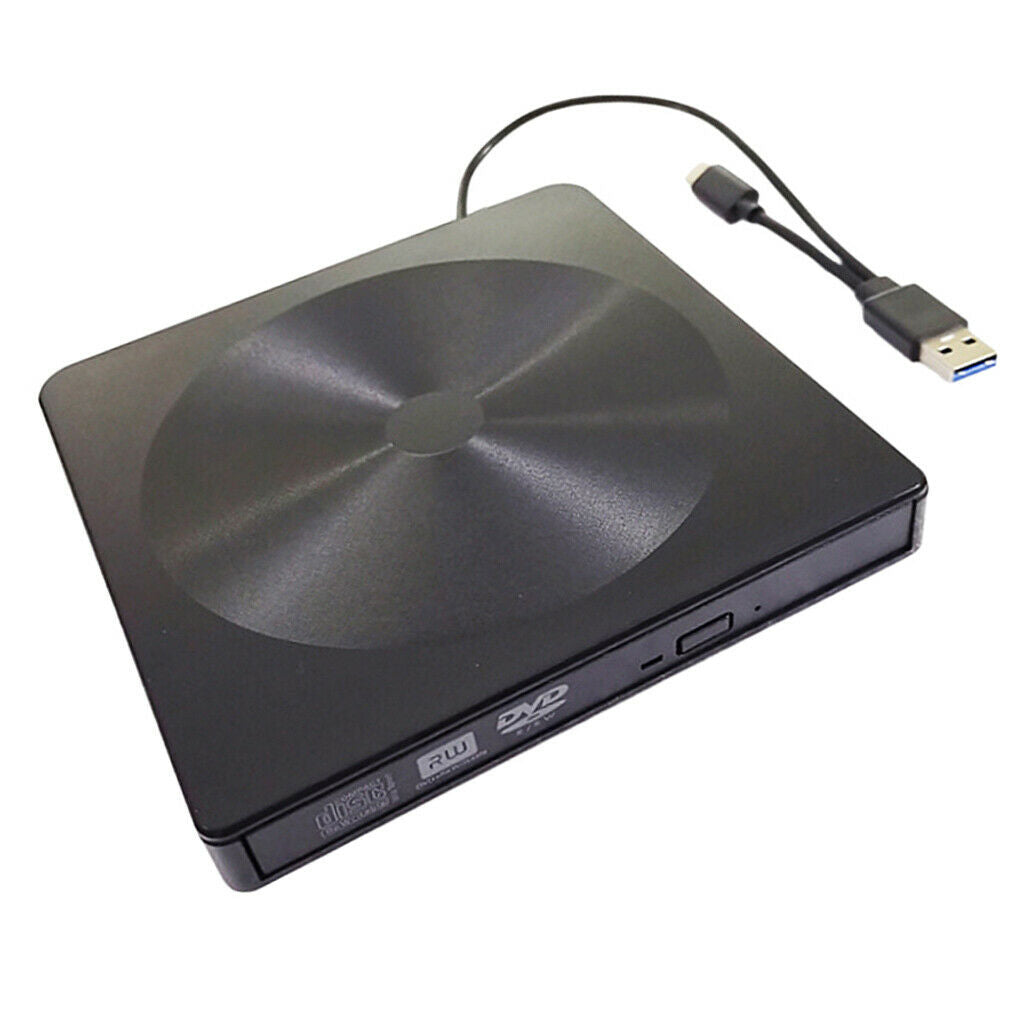 External USB CD Burner Writer DVD ROM Drive Player Black For PC &