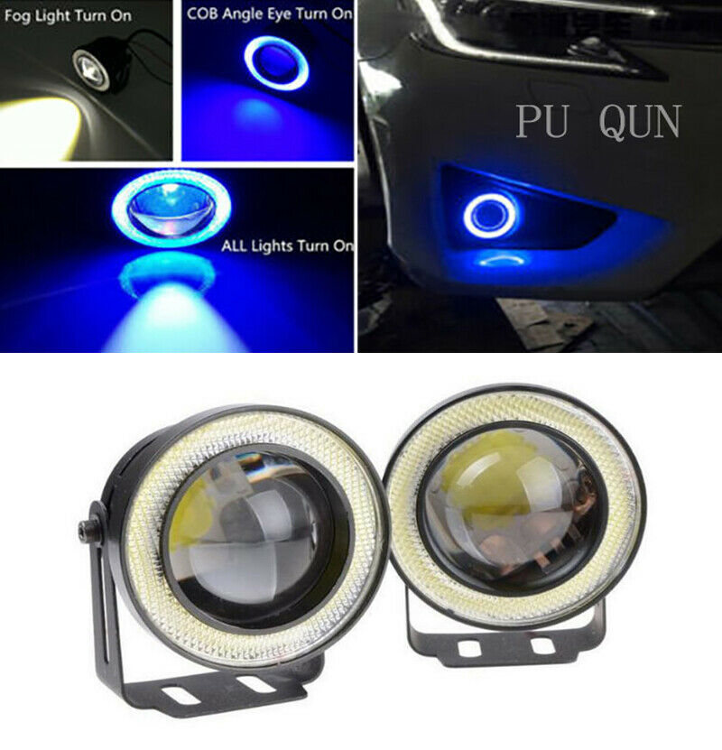 3.5" 8.9cm LED Car Fog Light White Angel Eyes Standlichtringe Driving Head Lamp