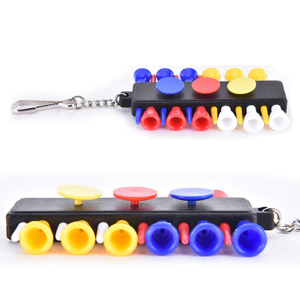 1x Golf Tee Holder Carrier with 12 plastic  Tees w 3 Ball Markers W 1KeyC.l8