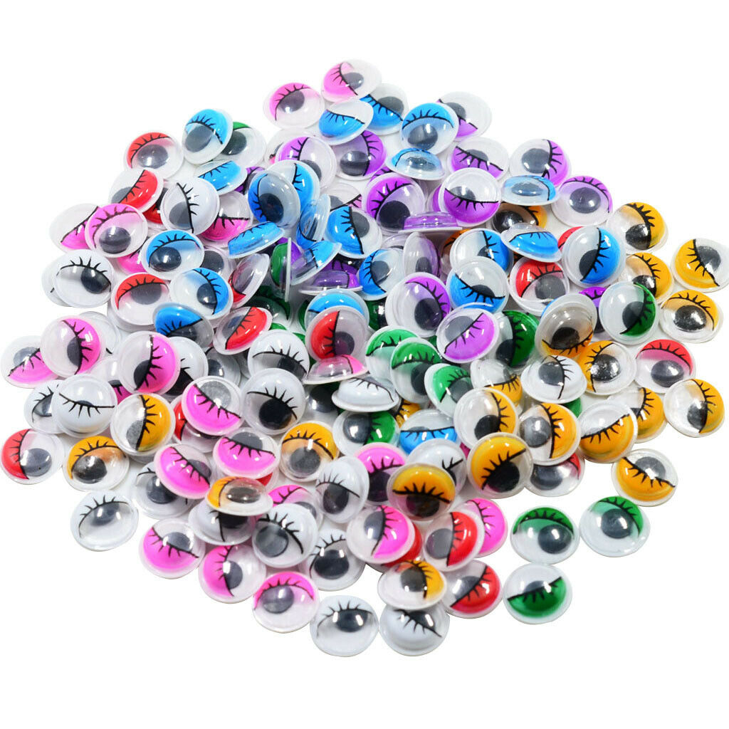 168x Colorful Plastic Wobbly Wiggle Eyes with Eyelashes for Craft Stickers