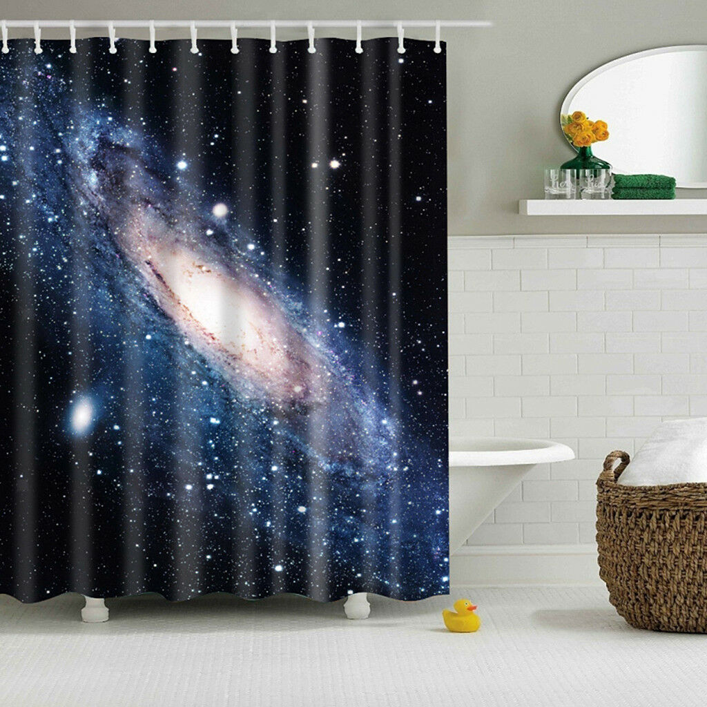 Universe Nebula Shower Curtain Sheer Bathroom Waterproof Panel Decor 12 Hook