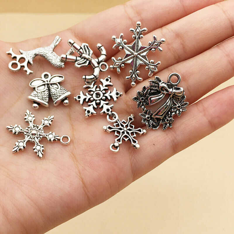 50x/lot Tibetan Sliver Mini Mixed Christmas Charms Pendant DIY Jewelry Ma.l8