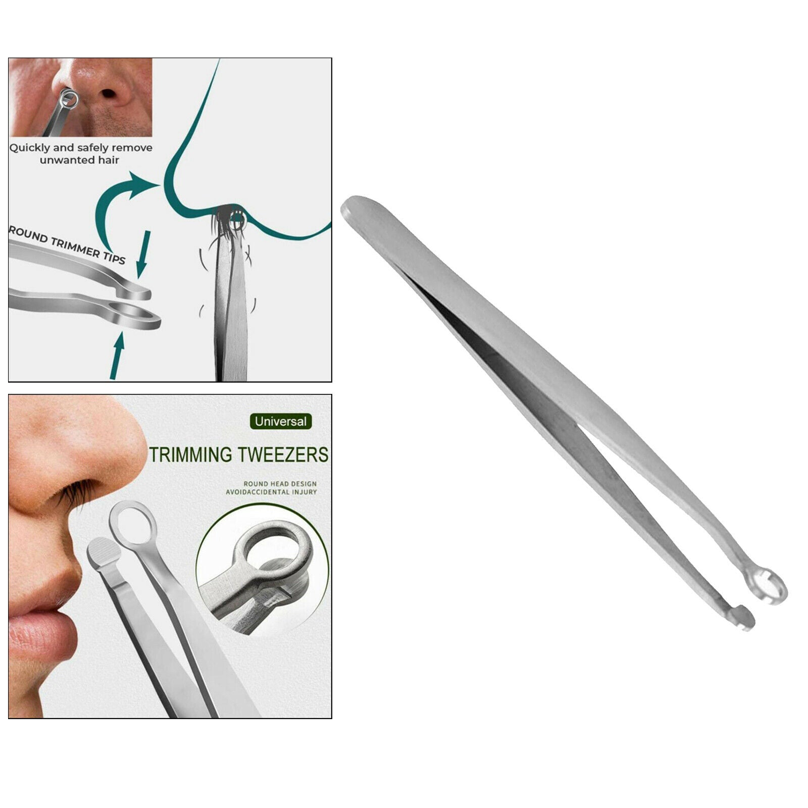Universal Nose Hair Trimming Tweezer Safe Round Tip Design Makeup Tools