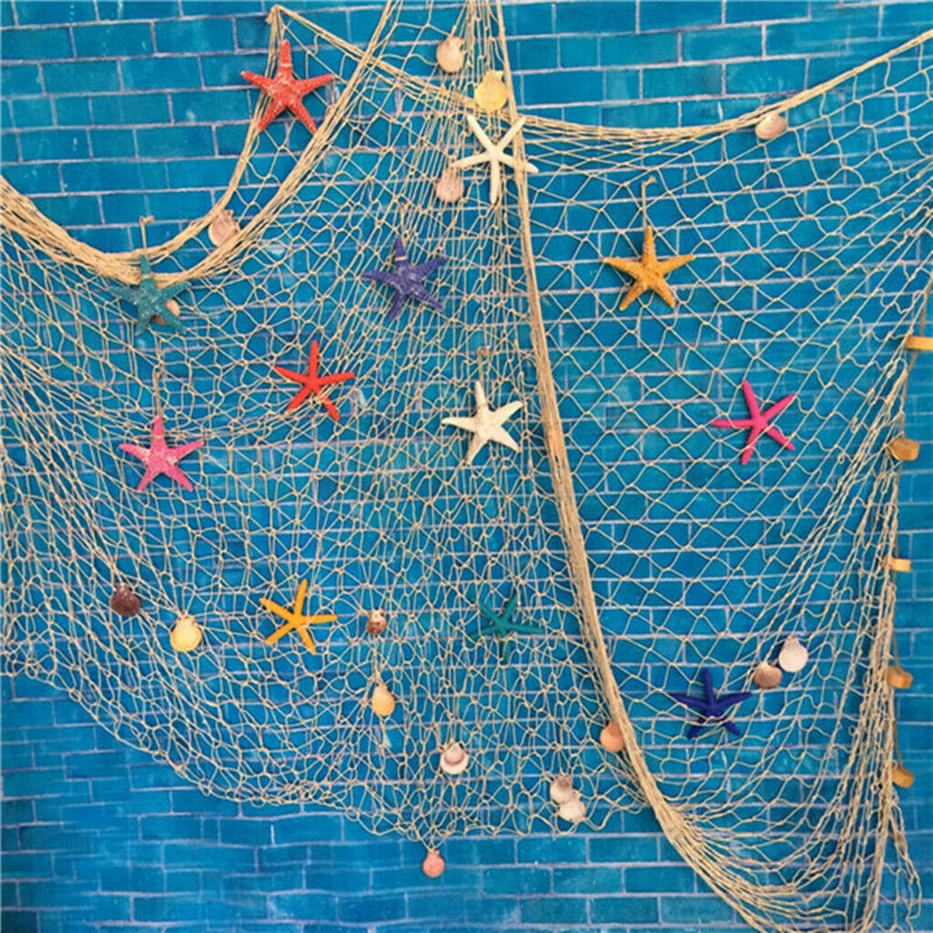 2x4M Nautical Fishing Net Photo Prop Beach Scene DIY Party Craft Decor Beige