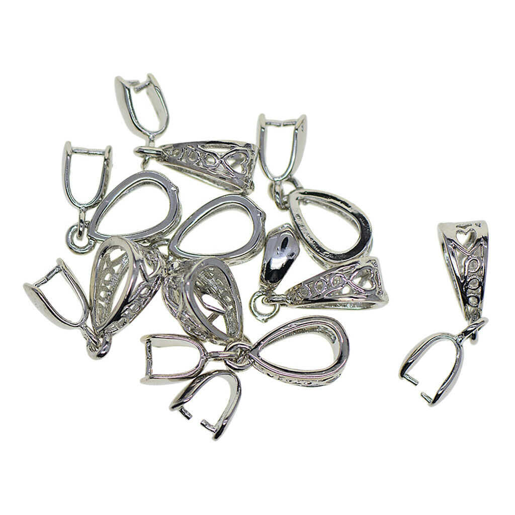 2X 10Pcs Brass Pinch Bails Connectors Clip Pendants Charms DIY Necklace Jewelry