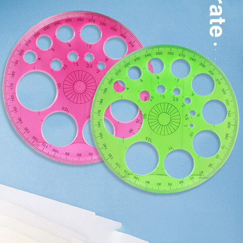 1pc Stationery 360 Degree Round Ruler Transparent Circle Office School Dr.l8