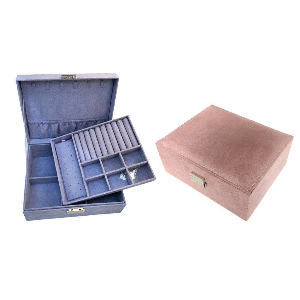 2Pcs Box Storage Lockable Necklace Bracelet Dispaly Showcase Containers