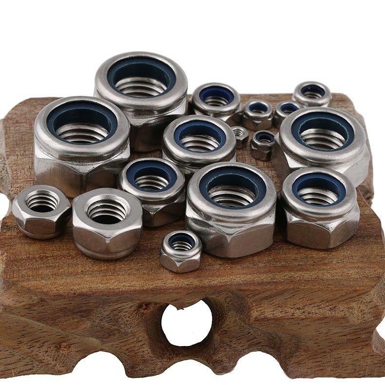 2PCS M8 x 1.25mm Left Hand Thread Nylon Insert Lock Nuts Nyloc Nuts 304 Stainles