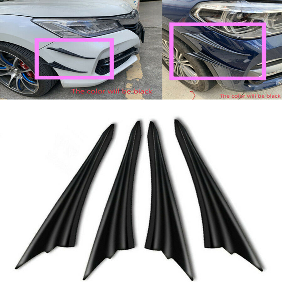 4Pcs Sport Style Car Front Bumper Fins Spoiler Wing Lip Body Splitter Canards