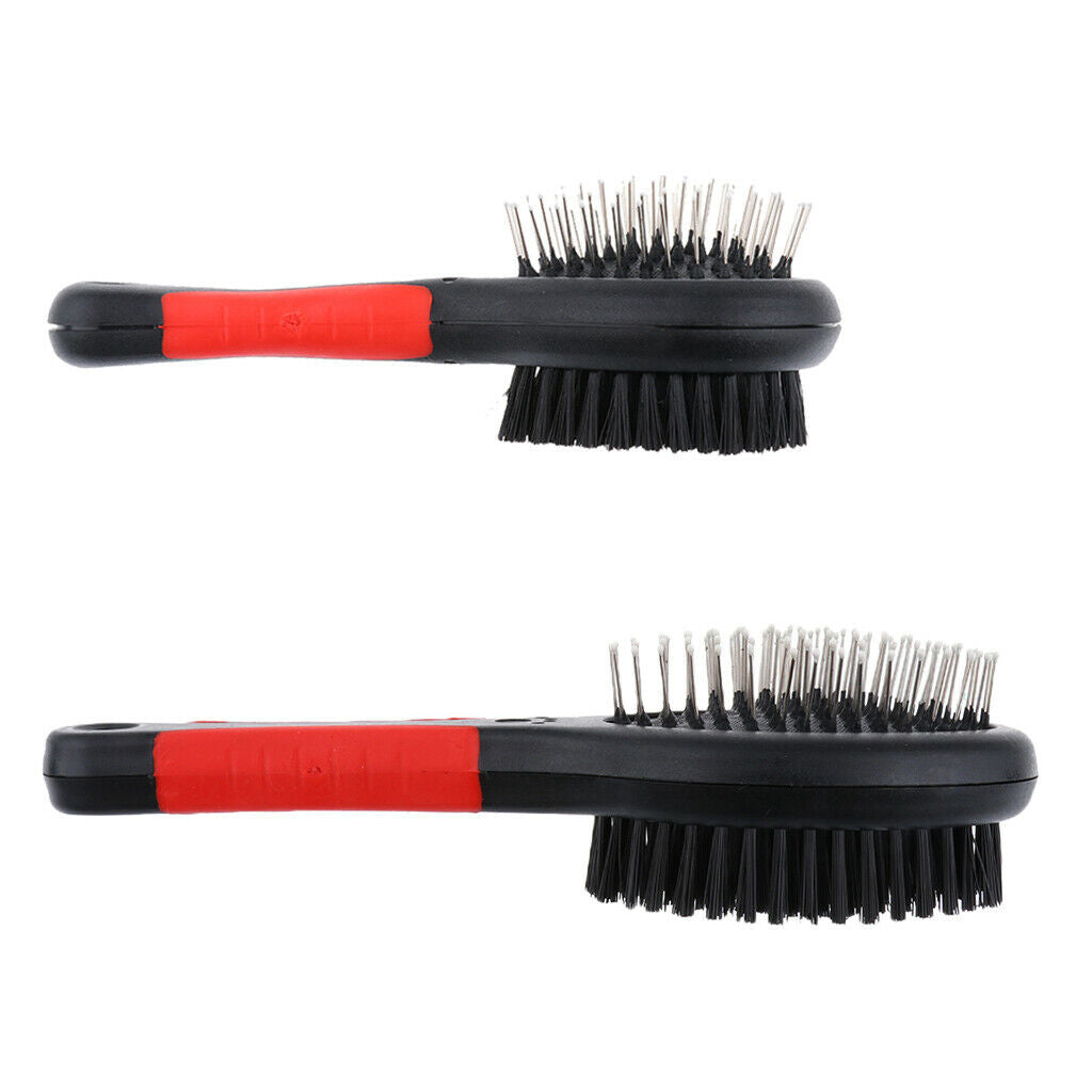 2-Sided Plastic Pet Hair Brush Dog Cat Hair Comb Slicker Grooming Rake S