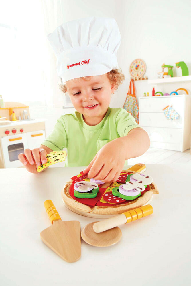 E3129 HAPE Homemade Pizza Wood Set [Playfully Delicious] Children Age 3yrs+ 31pc