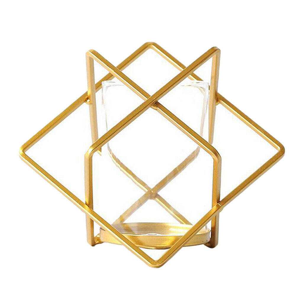 Metal Wire Golden Candle Cup Holder for Living Room Decor Photo Prop Sqare