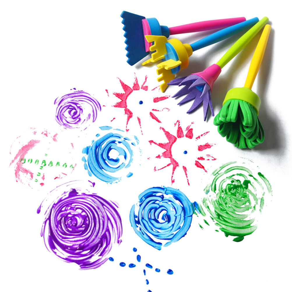 4 Pcs/lot Sponge Painting Brush Flower Stamp Kids DIY Graffiti Drawing Toys DEAU