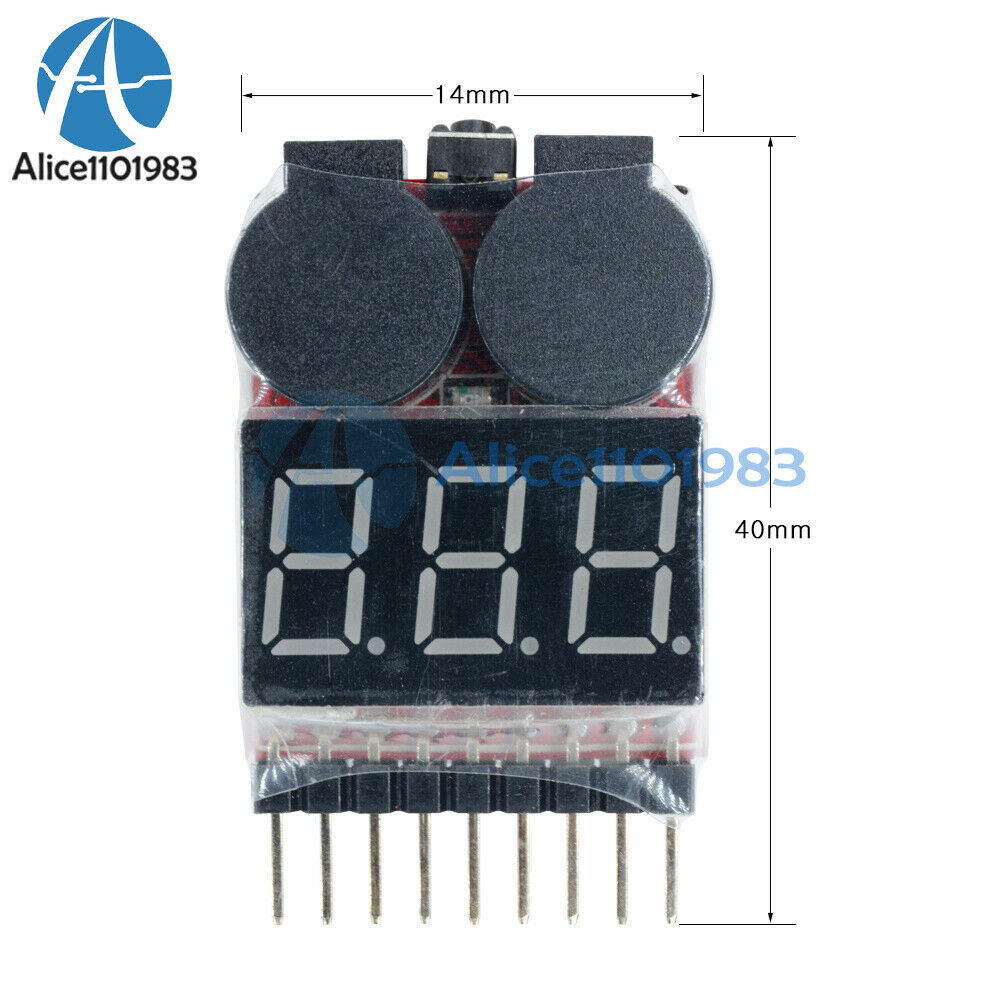 5PCS 1-8S Lipo Li-ion Fe Battery Voltage 2IN1 Tester Low Voltage Buzzer Alarm Ne