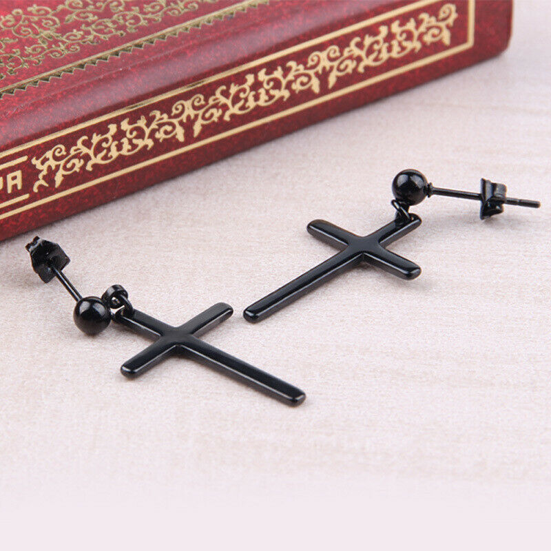 1 Pair Gothic Cross Dangle Earrings Ear Studs Charms Party Club Jewelry