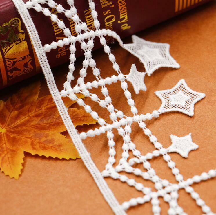 2 Yards Milk silk embroidery Star tassel Lace Decor Curtain skirt accesories