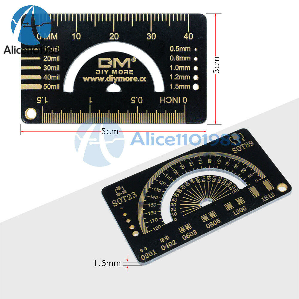 5PCS 4CM Multifunctional FR4 PCB Ruler Measuring Tool Angle Measure Meter