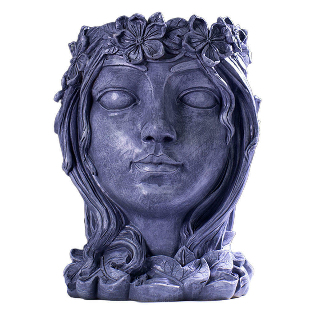 2x Goddess Face Head Planter Succulent Herb Flower Pot Garden Patio Yard Bar
