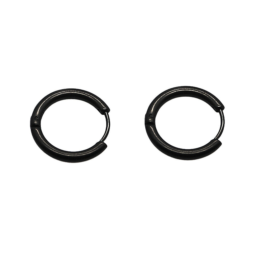 Punk Cool Stainless Steel Small Round Hoop Earring Stud for Men Women 10 mm