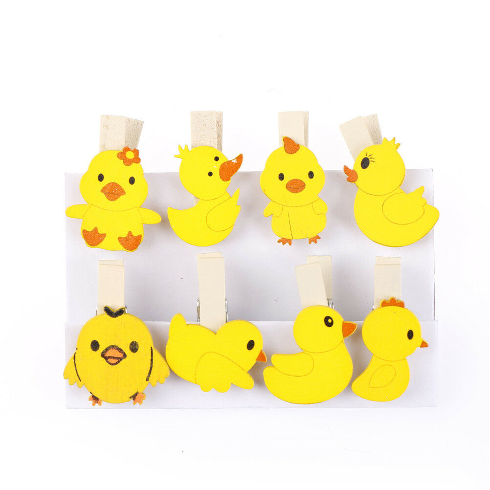 Yellow Duck Chicken Cartoon Wood Clip Photo Paper Pegs Clothespin Cra.l8