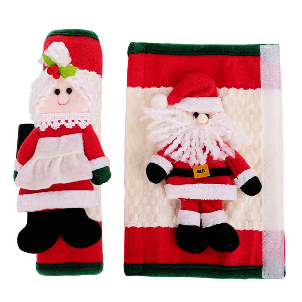 2Pcs Christmas Microwave Oven Fridge Door Handle Covers Christmas Decorations