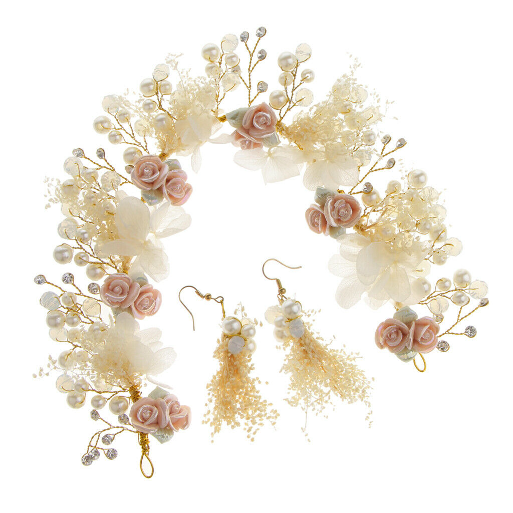 Bridal Hairband Earrings Wedding Bride Hair Accessory Party Prom Headband