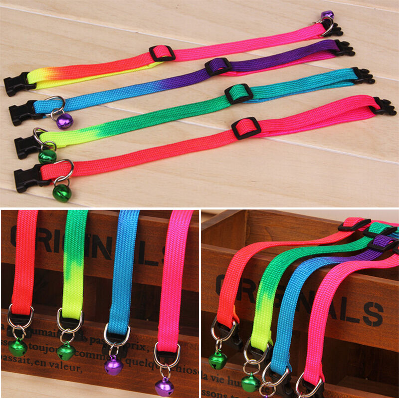 Reflective Adjustable Small Bell Pet Dog Puppy Cat Collar Tag Neck Strap .l8