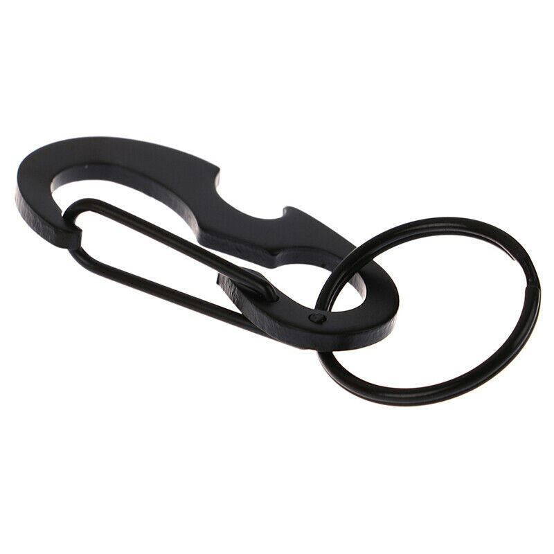 1pc Bottle Opener Keychain Ring D Shape Buckle Clip Outdoor Camping Carabiner Qx