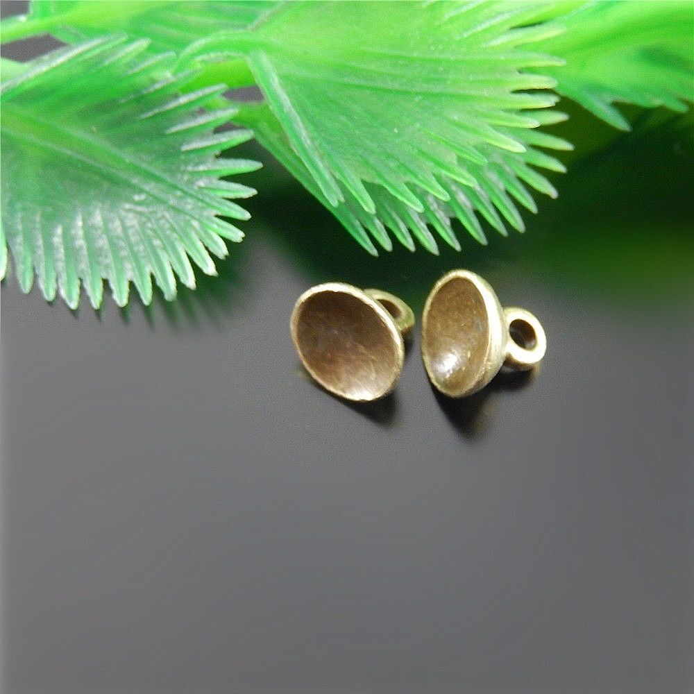 40 pcs Antiqued Bronze Mini Cap Bail Charm Pendant Jewelry Crafts Alloy 8x8mm