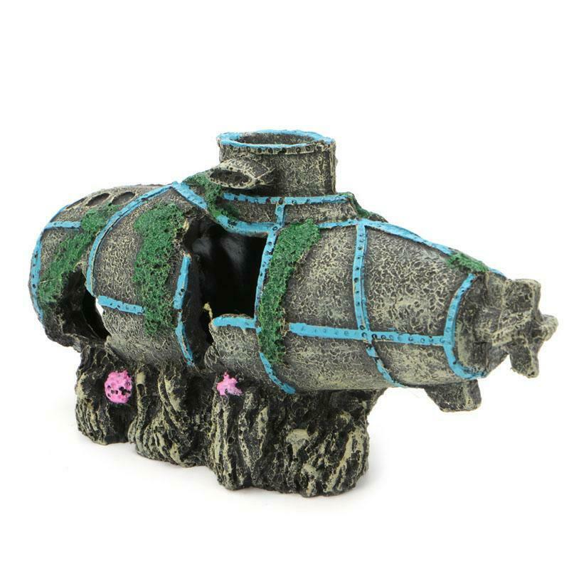 Aquarium Fish Tank Ornament Sunken Submarine Hiding Cave Landscaping Decoration