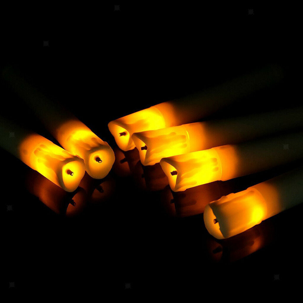 4x Battery Long LED Taper Candle for Church Home Wedding Party Decor 155mm