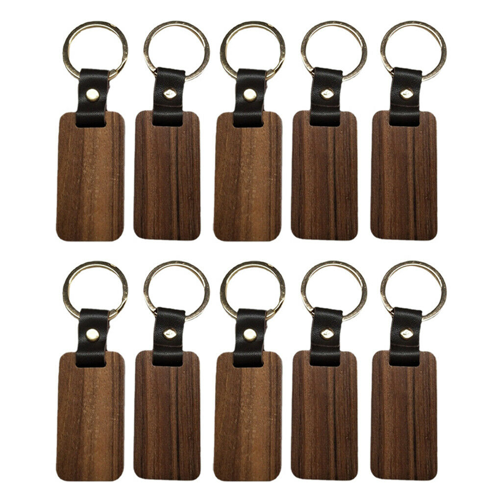 10pcs Wood Keychain Key Ring Hanging DIY Crafts Birthday Gifts Accessories