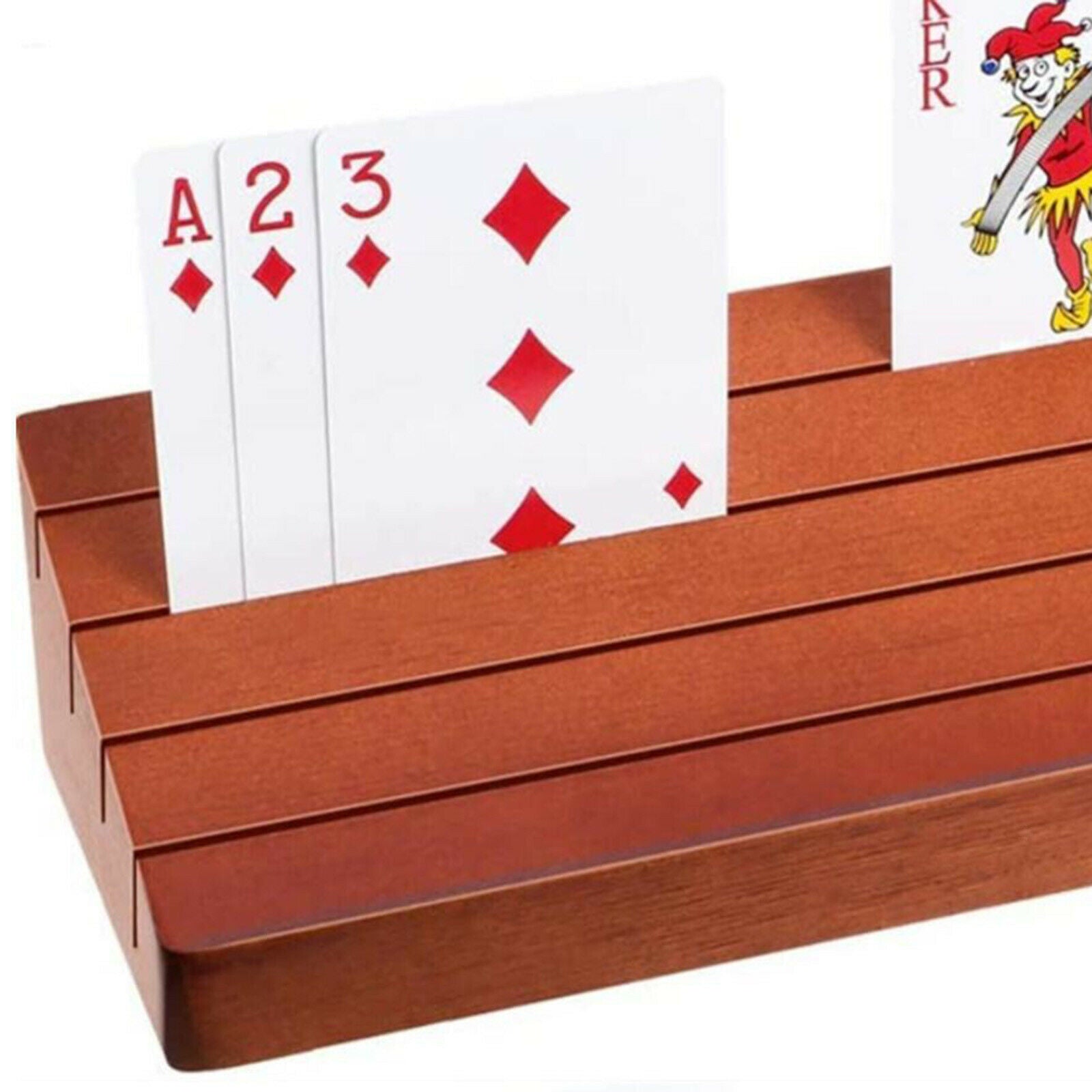 Solid Wood Playing Card Holder Hands Free Game Cards Stand with Felt Base