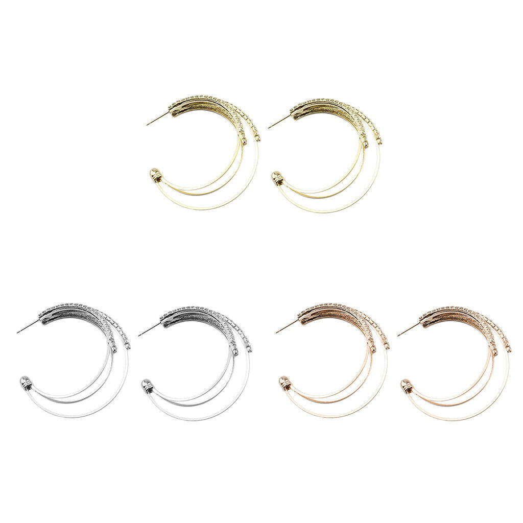 Pair Geometric Earrings Hoop Earring for Women Wedding Party Decor Golden