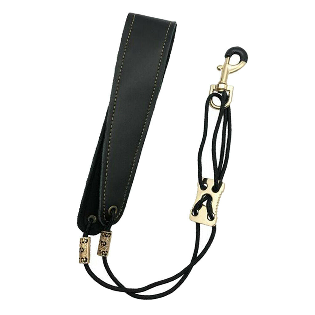 Sax Shoulder Neck Belt Cowhide Adjustable Black Kids Music Supplies 46-61cm