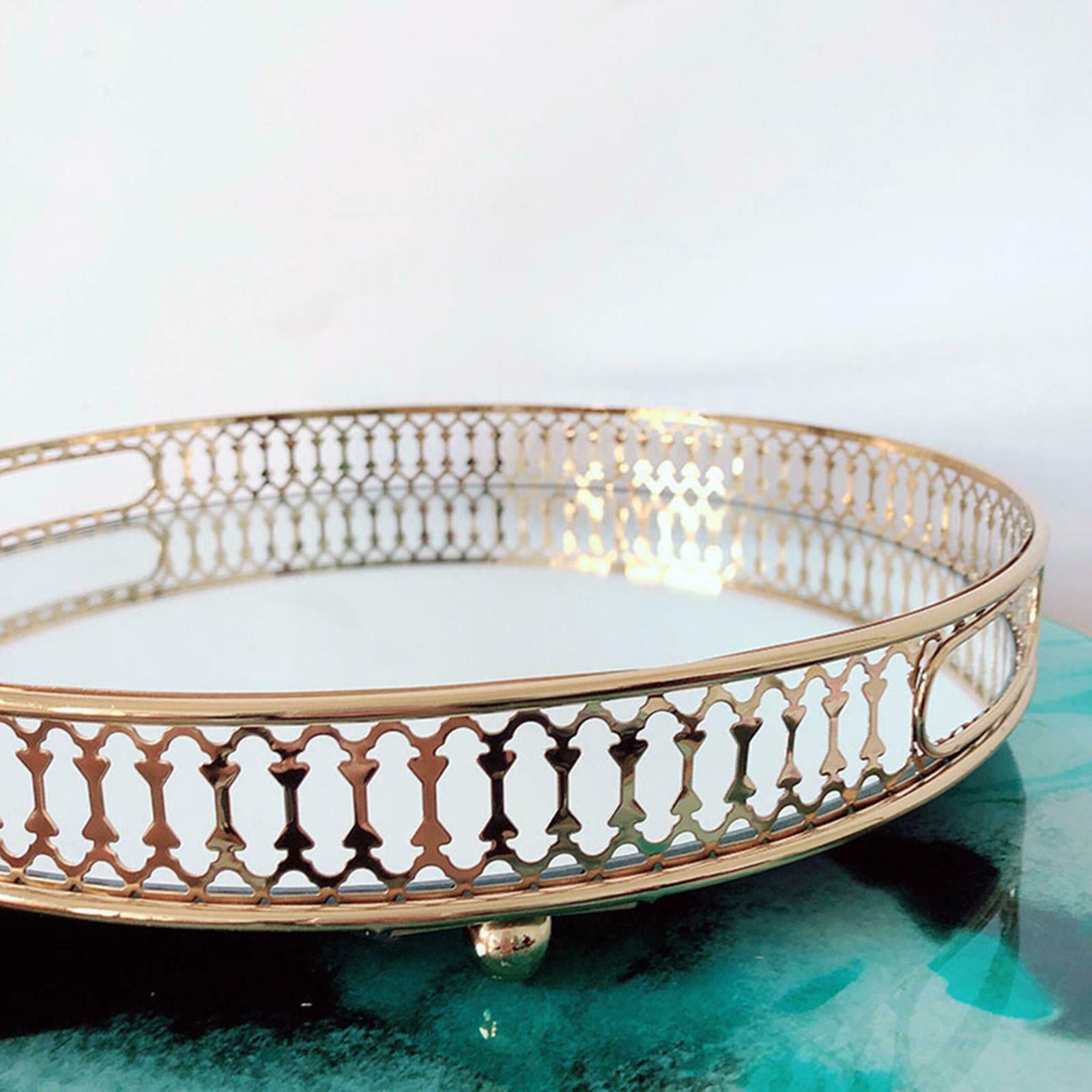 Mirrored Crystal Tray Organizer Jewelry Trinket Storage Plate Home Decor