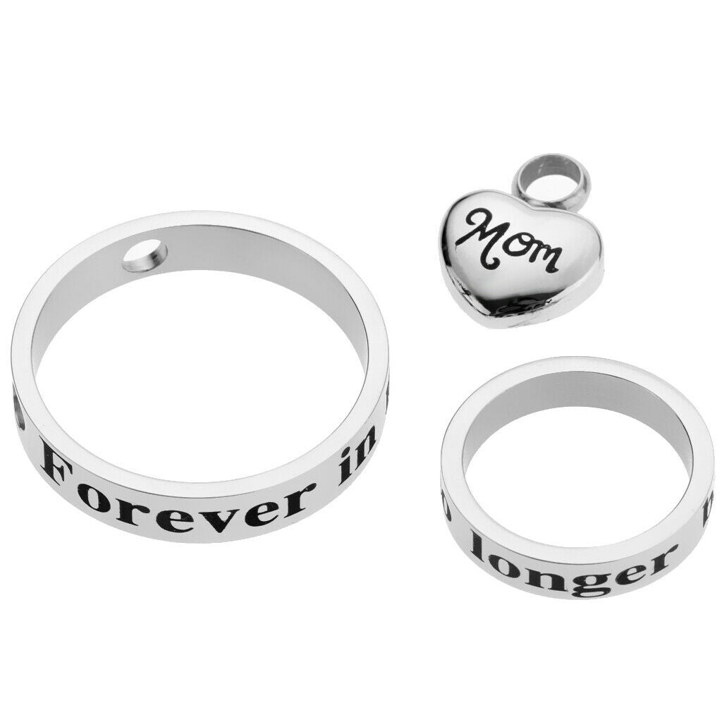 Forever in My Heart Stainless Steel Urn Pendant Double Loop Urn Mom