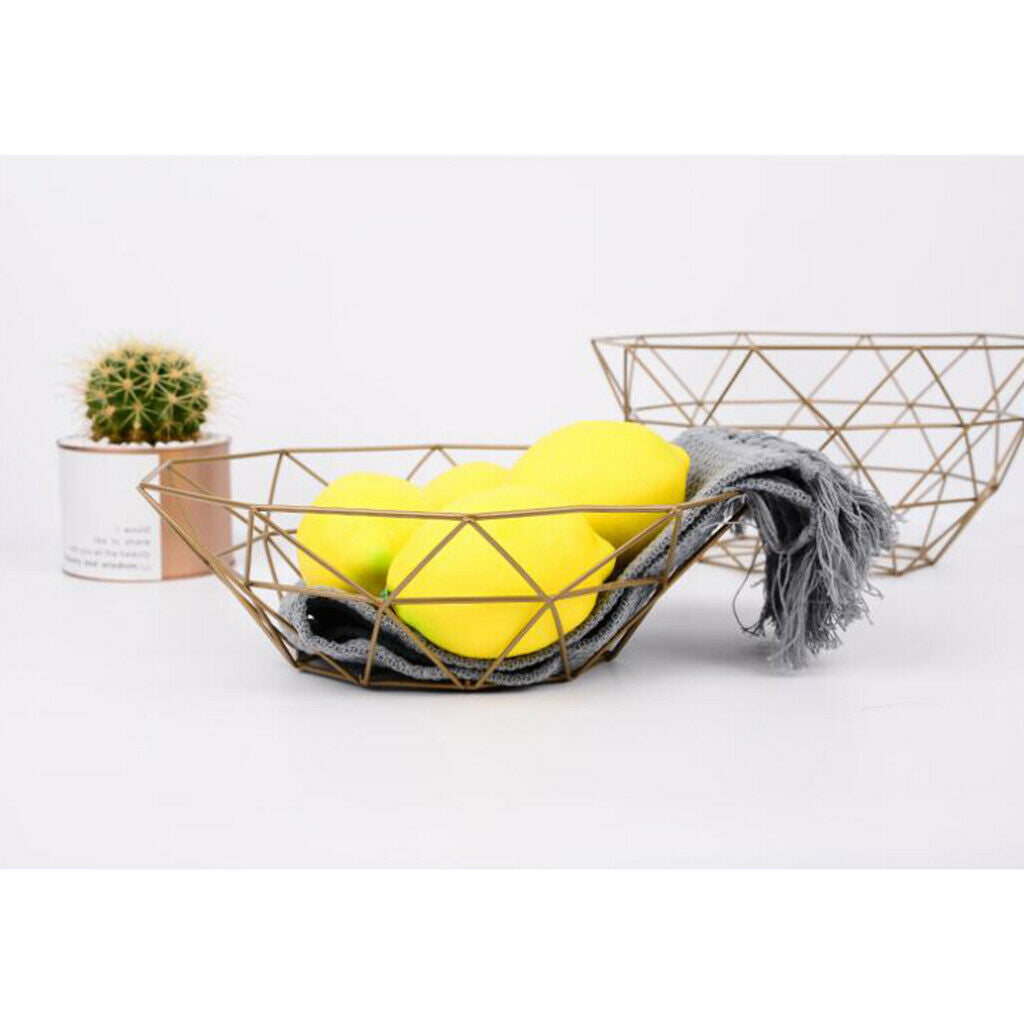 2Pcs Size_S Creative Metal Wire Fruit Snacks Basket Fruit Dish for