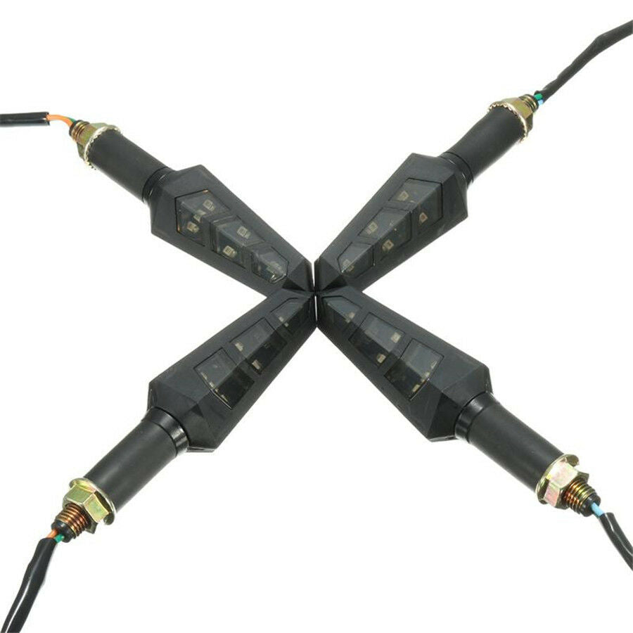4Pcs 6LED Smoke Len Motorcycle Bike Turn Signal Light Turning Indicator Lamp 12V