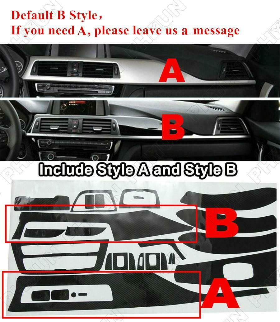 For BMW 3 Series F30 F31 Interior DIY Trim Stickers Matte Carbon Fiber Style
