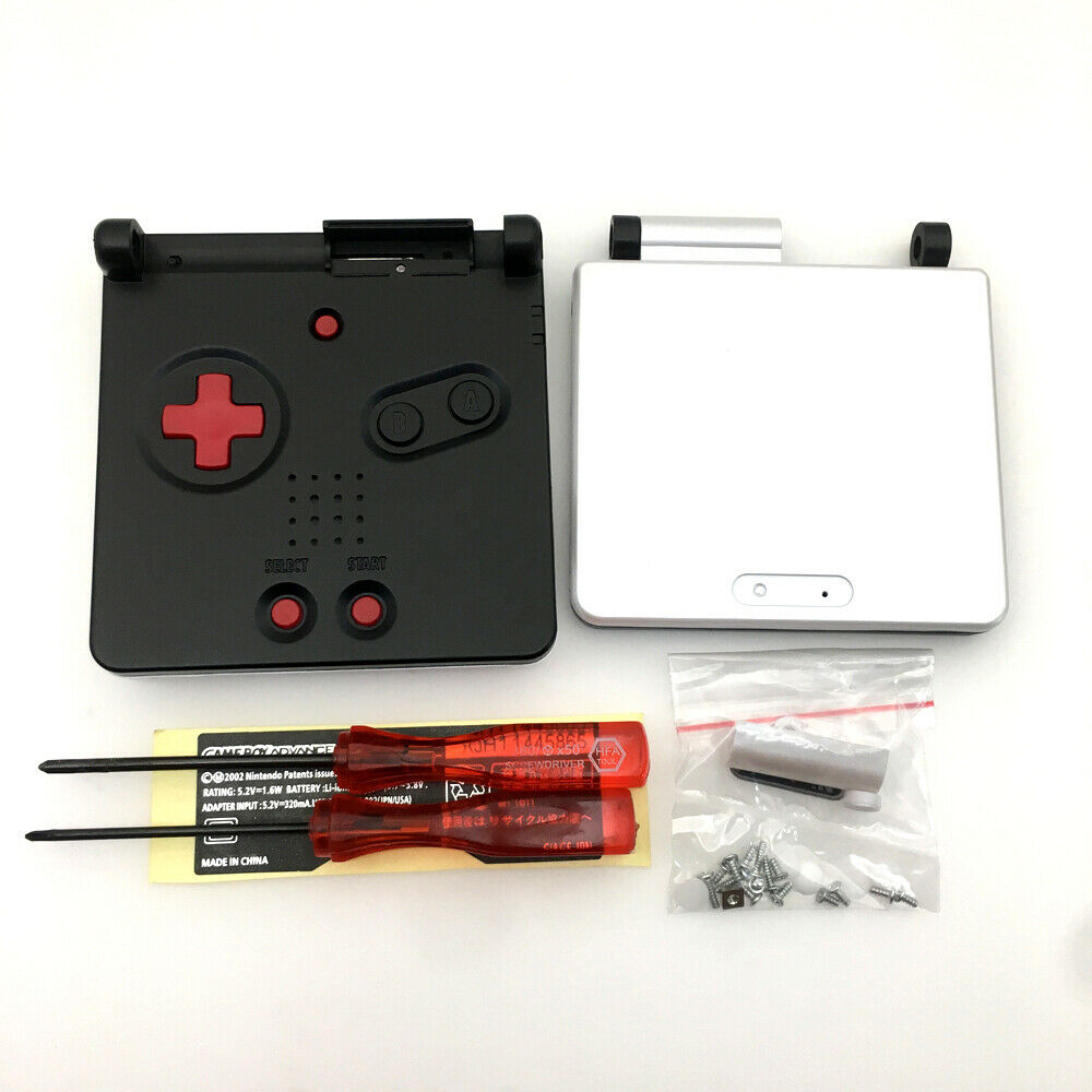White+Black Housing Shell Case Cover Kits For Nintendo GameBoy Advance SP GBA SP