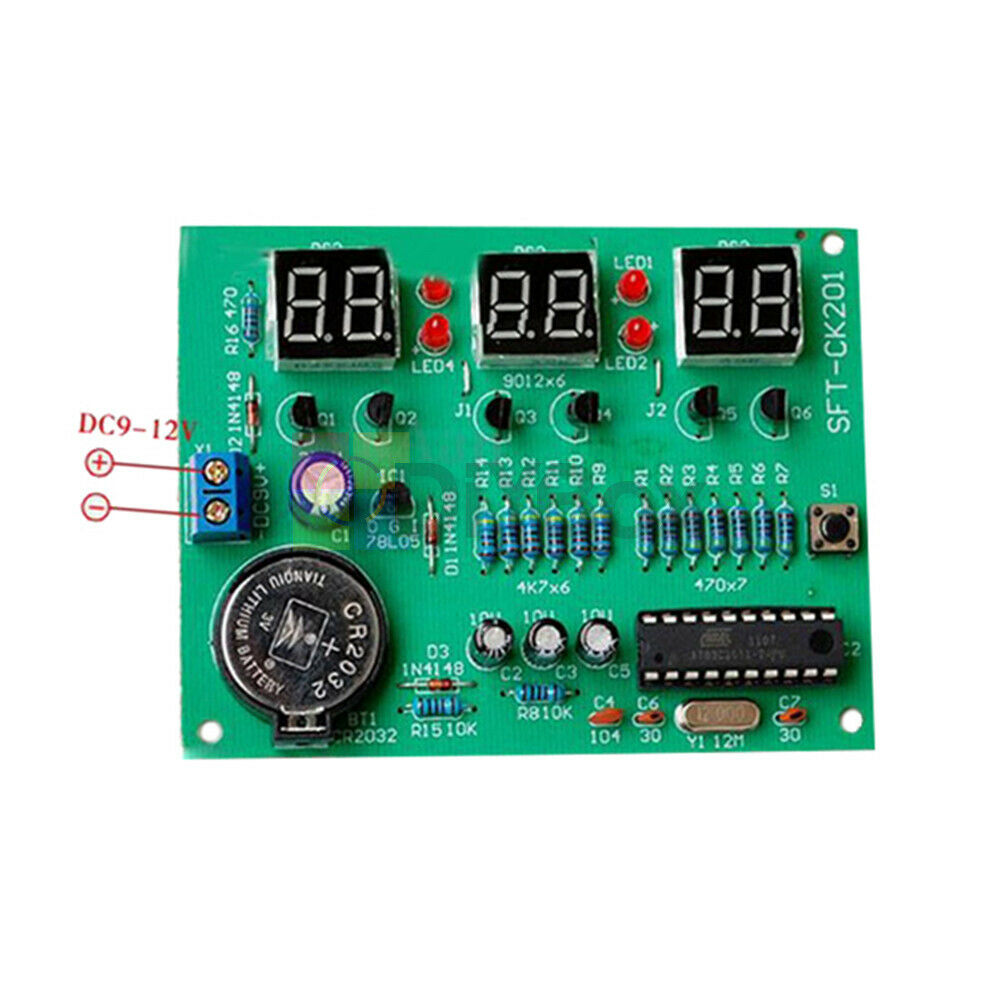 STC11F02-35I 9V-12V 6-Digit LED Electronic Clock Parts Components Module DIY Kit